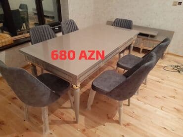 stol desdi: Qonaq otağı üçün, Yeni, Açılmayan, Dördbucaq masa, 6 stul — 10