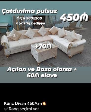 qupka: Künc divan, Yeni, Açılmayan, Bazasız, Ünvana pulsuz çatdırılma — 19