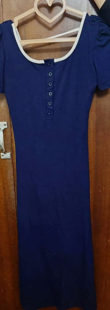 toxunma don: Tezedir Tünd göy rəngli qadın paltarı - Model: Midi/uzun kəsimli — 2