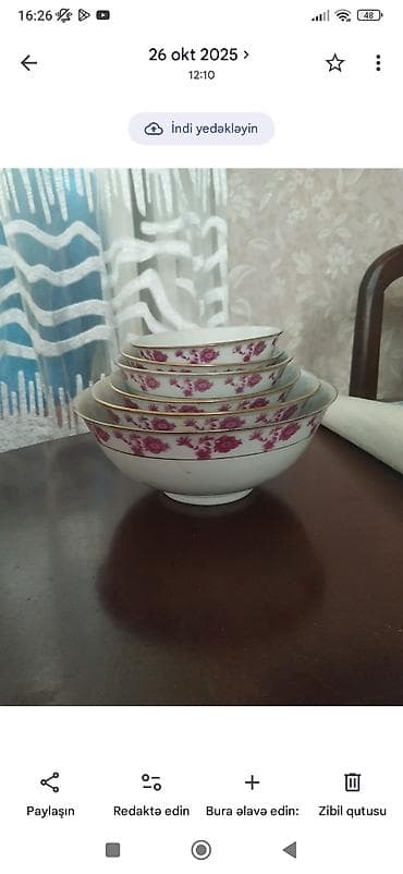 ağ xiyar: Porselen qablar dəsti – 5 ədəd - Material: nazik porselen - Rəng və — 1