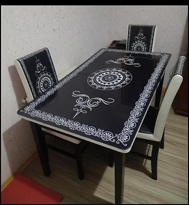 taxt 2ci əl: Mətbəx üçün, İşlənmiş, Açılan, Dördbucaq masa, 4 stul — 1
