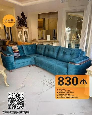 Künc divan, Açılan, Bazalı, Vеlur parça, Şəhərdaxili pulsuz çatdırılma