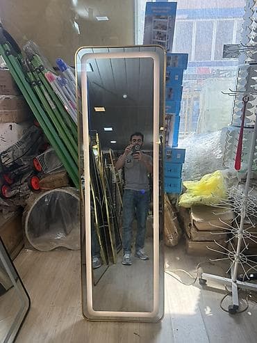 xalça ucuz: Güzgü Döşəmə üstü, Düzbucaqlı, Makiyaj üçün, Arxa işıqlı — 1