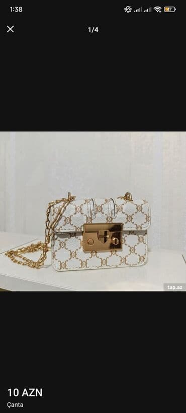 seleme pul verilir 2021: Zərif dizaynlı, ağ rəngli, üzərində naxışlar olan çiyin çantası — 1