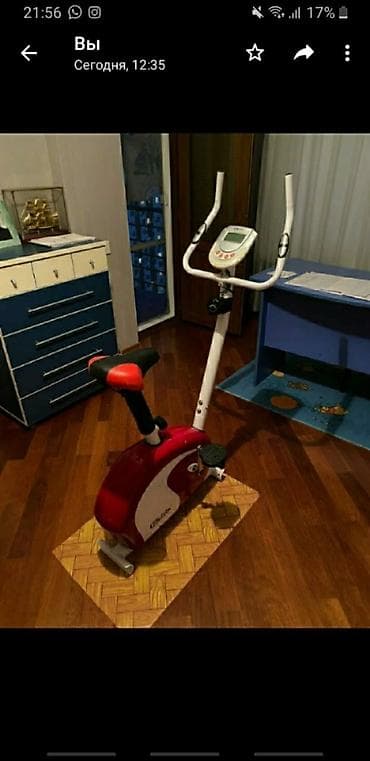 Evdə istifadə üçün nəzərdə tutulmuş bu məşq velosipedi, məşq zamanı