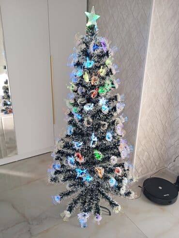 yolka ucun bezekler: Fiber-optik işıqlı süni yolka - Material: sıx iynəyarpaqlı, ağ uclu — 3