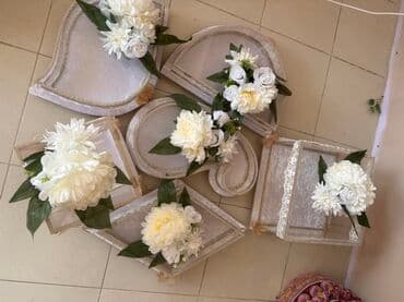 Zərif toy və nişan üçün xonça/tray dəsti - Klassik bej-krem rəng