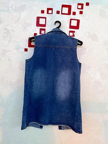 Uzun Cins Jilet - Material: klassik mavi denim - Dizayn: qoluzun — 3