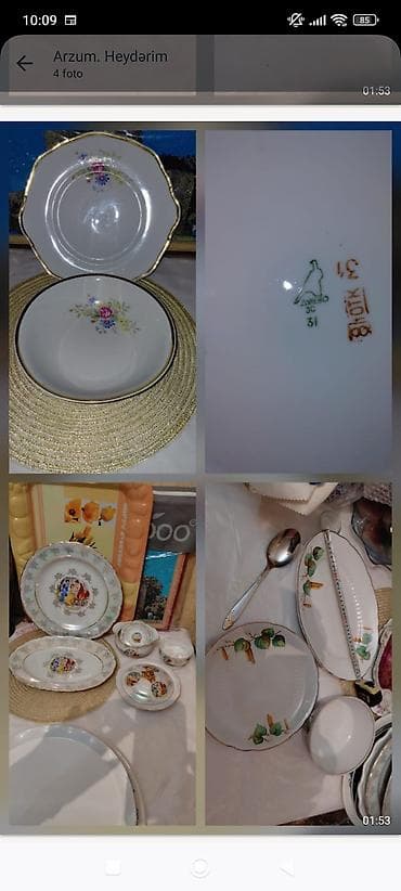 Kolleksiya qab-qacaq dəsti Məzmun: - Porseleindən müxtəlif servis