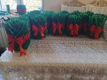 Novruz üçün dekorativ “səməni” kompozisiyaları - Yaşıl süni
