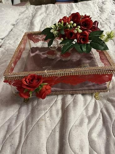Организация мероприятий: Bəzəkli xınayaxdı/nişan üçün şəffaf vitrin qutu dəsti. - Material — 1
