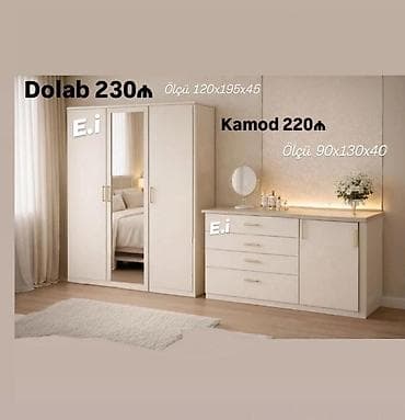 Yataq otağı üçün ağ rəngdə modern mebel dəsti. - Dolab – 230₼ -