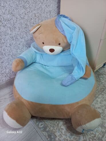 İşlənmiş, Pufik-kreslo, Parça, rəng - Göy, Kredit yoxdur, Çatdırılma yoxdur