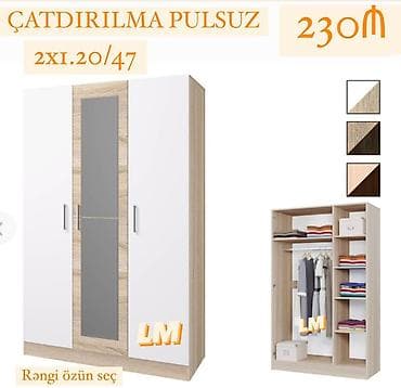 bal peteyi: Üç qapılı paltar şkafı - Ölçü: 2x1.20/47 (şəkildə göstərilən model) - — 1