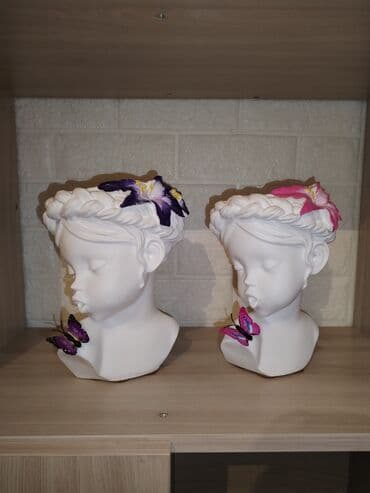 alcipan patalok fiqurlari: Dekorativ büst vazalar – uşağın baş silueti formasında, ağ rəngli — 1