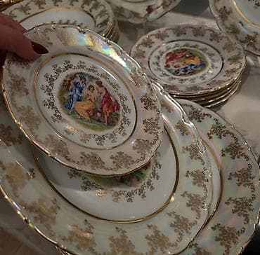 tatli un memulatlari gunesli: Nahar dəsti, rəng - Qızılı, Farfor, Çexiya — 4