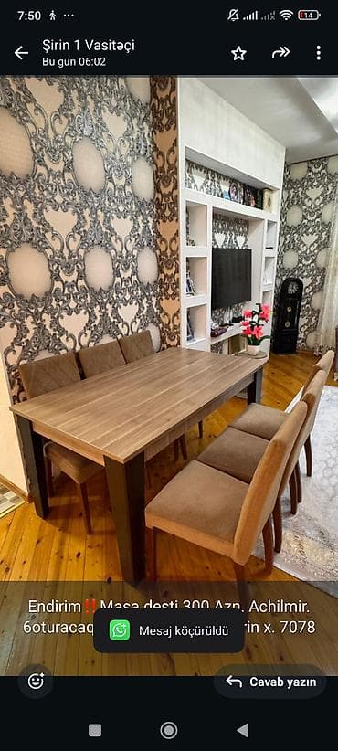 Endirim‼️Masa desti 300 Azn. Achilmir. 6oturacaqlidir. Unvan Bine