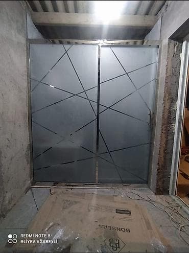 plasiq qapi: Şüşə sürgülü arakəsmə/qapı sistemi - İkiqanadlı sürgülü konstruktor — 1
