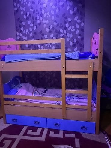 Uşaq otağı üçün mebel dəsti - İkimərtəbəli çarpayı: Təbii ağac — 2