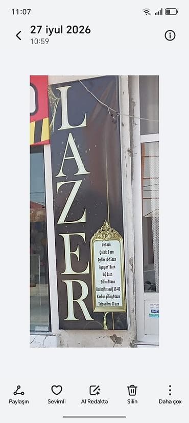salon dolab: Pedikur 300 Masalar guzhulu 200 Dirnaq masasi ikisi 150 Vitrin 50 — 3