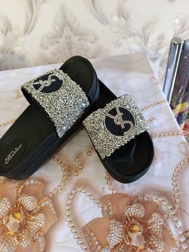 qoyun dərisindən ev üçün qadın şap şapları: Ölçü: 36, rəng - Qara, Yeni — 2