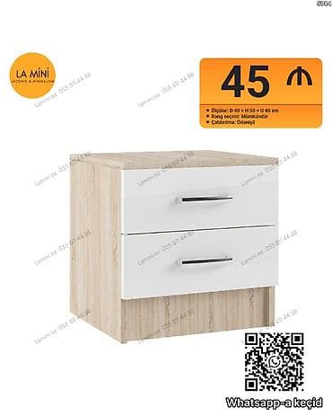 İki çekmecəli tumba - Ölçülər: D 40 × H 50 × U 40 sm - Dizayn: Açıq