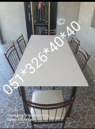 Masa və oturacaq dəstləri: Qonaq otağı üçün, Yeni, Açılan, Dördbucaq masa, 10 stul — 10