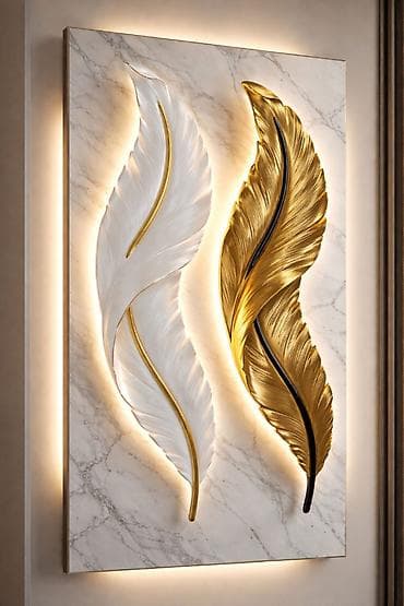 Mərmər effektli dekorativ divar panelləri – 3D relyef və LED arxa