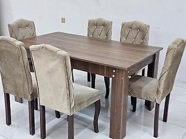 Qonaq otağı üçün, İşlənmiş, Kvadrat masa, 6 stul
