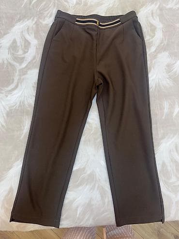 Qadın şalvarı – qəhvəyi rəng - Klassik kəsim, düz balaq - Yüngül