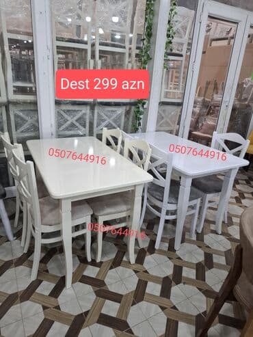 mətbəx ucun stol stullar: Mətbəx üçün, Yeni, Açılmayan, Dördbucaq masa, 4 stul — 3