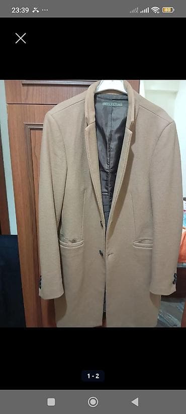 moto geyimləri: ZARA MAN kişilər üçün palto - Rəng: bej/şabalıd tonunda - Kəsim — 1