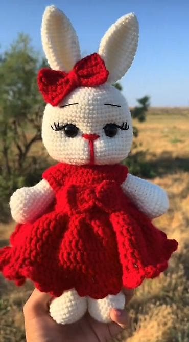 Yumşaq oyuncaqlar: Amigurumi dovşan oyuncağı – əl işi toxunma - Material: yumşaq — 2