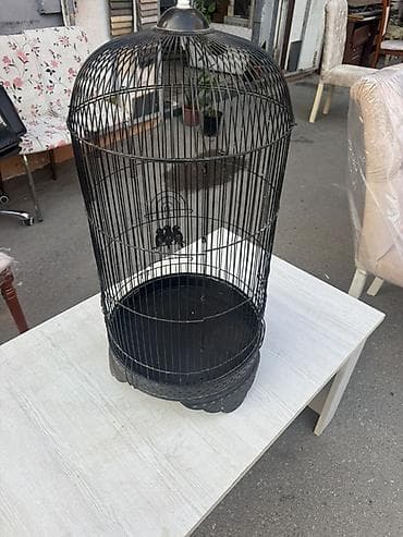 ev qus: Qara metal quş qəfəsi - Material: möhkəm metal, toz boya örtüklü - — 2
