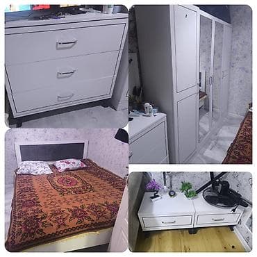 Двуспальная кровать, Трюмо, Шкаф, 2 тумбы, Б/у