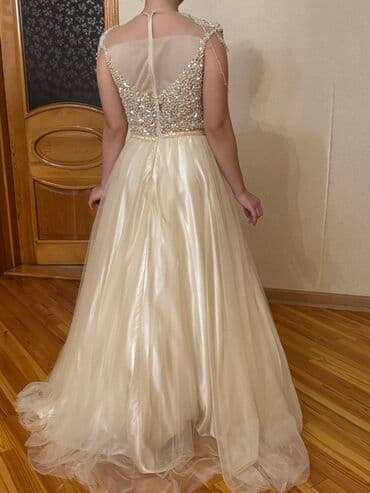 буквы из пенопласта на свадьбу: Qaşlı və sadə Toy paltarı - Rəng: açıq şampan - Üst hissə: şəffaf — 2