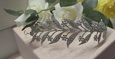 Bəzəkli gəlin tacı / saç aksesuarı - Dizayn: Yarpaq və xırda çiçək