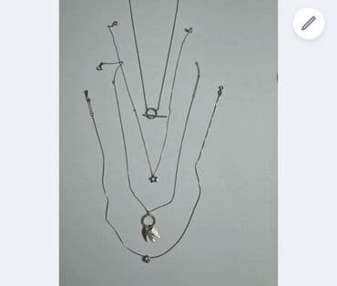 gümüş boyunbag: Zərgərlik seti – 4 fərqli boyunbağı - Qızılı rəngdə zəncir və “M” — 7