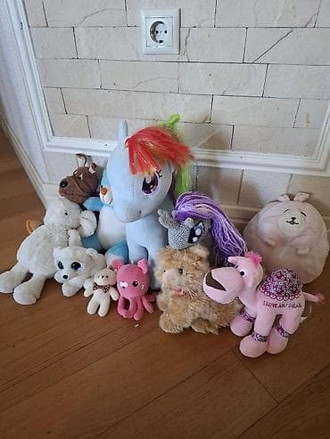 at yumşaq oyuncaqlar: Böyük yumşaq oyuncaqlar dəsti - Göy rəngli unicorn/at fiquru (qalın — 1