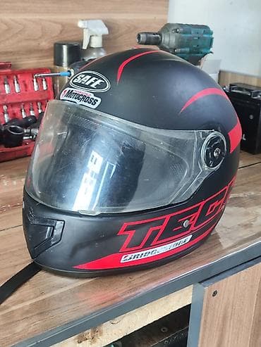 kiredit maped: Tam üzlü motosiklet dəbilqəsi - Rəng: mat qara, qırmızı qrafika və — 1