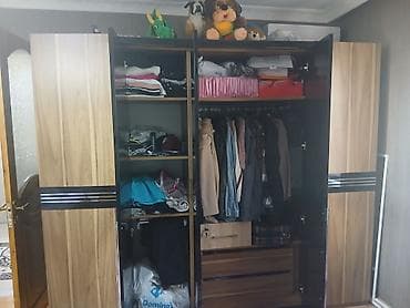 4 двери, С зеркалом, Черный, Дерево, Купе, Прямой шкаф — 3