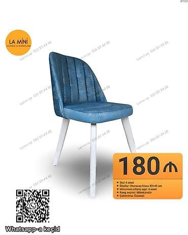 Mətbəx üçün, Qatlanmayan, rəng - Göy Stul