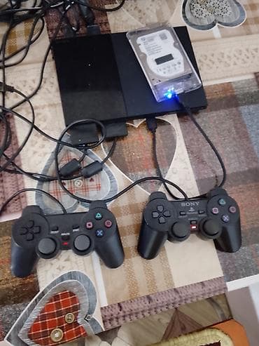 playstation satış: PlayStation 2 Slim (PS2) oyun seti Komplekt: - PS2 Slim konsolu - 2 — 1