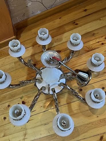 ventilator lustra: Çılçıraq, 8 lampa, Metal — 3