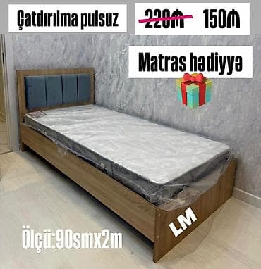 islenmis matras: Yeni, Təknəfərlik çarpayı, Matras ilə — 4