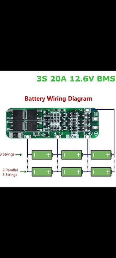 3S 20A 12.6V BMS – Li‑ion/Li‑pol akkumulyator qoruma platası - 3S (3 — 3
