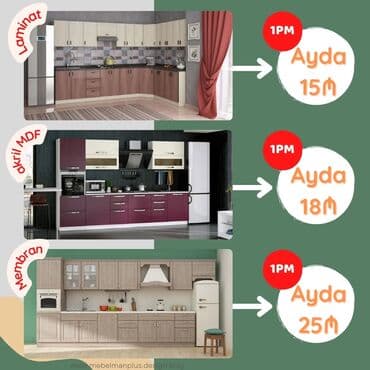 metbex mebeli gence: Sifarişlə mətbəx dəsti, Özü çəkən petlələr, Mat laminat, Kredit var, Pulsuz çatdırılma — 1