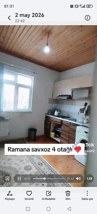 ramanada satilan bina evleri: Ramana sovxoz ərazisində 4 otaqlı mənzil/ev. Xüsusiyyətlər: - Geniş — 9