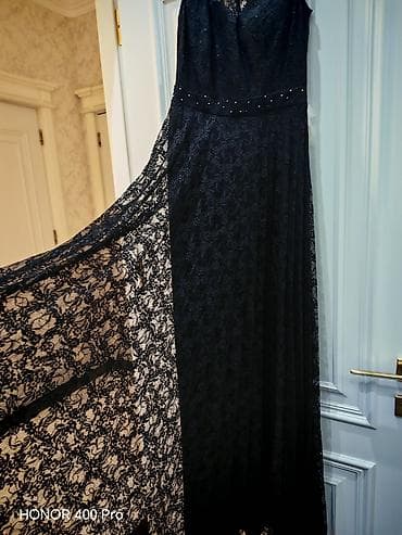 hw8 max: Qara krujeva gecə/libas - Model: Uzun, A-kəsim siluet; bel xəttində — 3