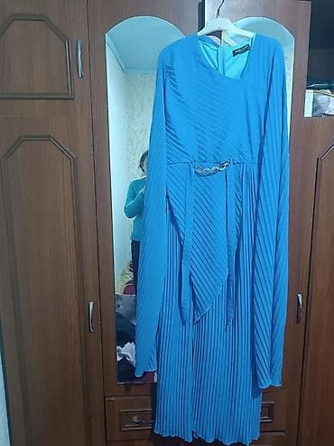 Zərif qadın geyimləri dəsti – 1 ədəd don 1) Mavi plisəli uzun don -